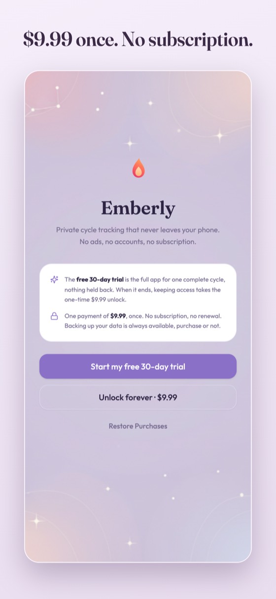 One-time purchase screen