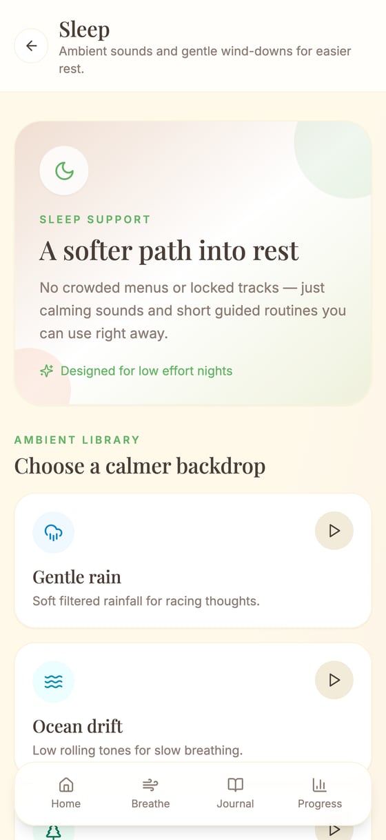 Sleep support with ambient library